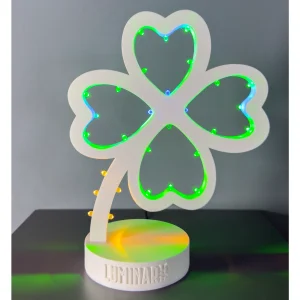 Lampada Quadrifoglio – Design portafortuna in luce 3D